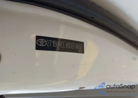 2011 Toyota Corolla Le z USA, uszkodzony, nr VIN 2T1BU4EE4BC651892